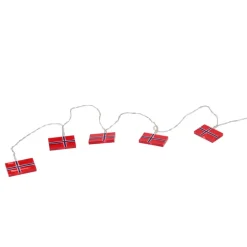 LED lyskæde m. 10 norske flag