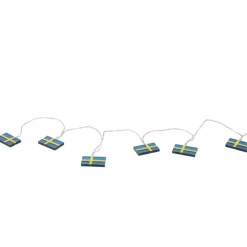 LED lyskæde m. 10 svenske flag