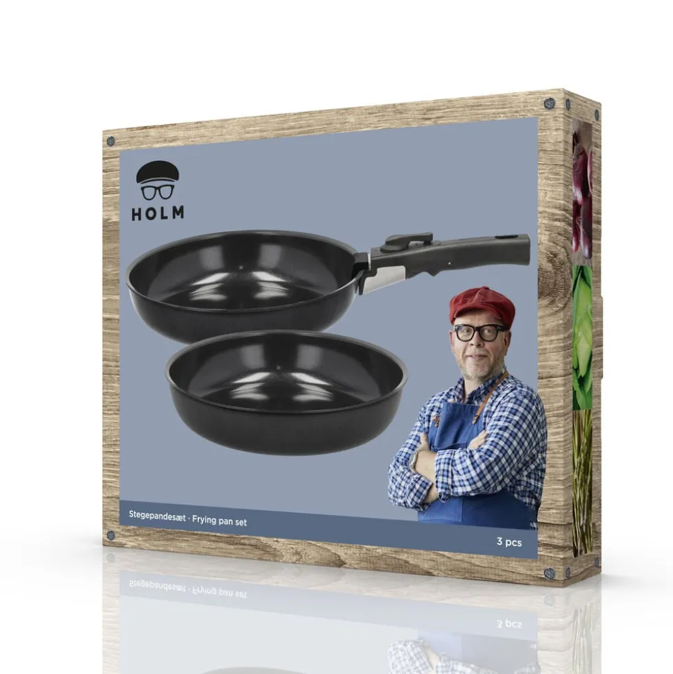 Stegepandesæt aftagel. håndtag